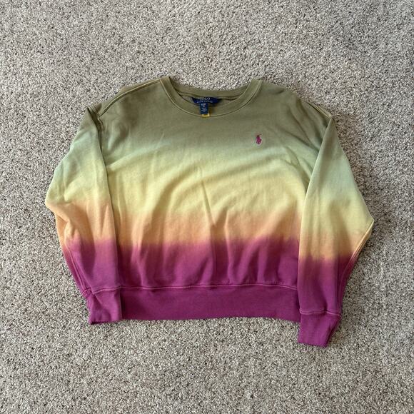 Polo Ralph Lauren Ombre Terry Sweatshirt Crewneck Kids Girls XL 16 - Picture 1 of 4